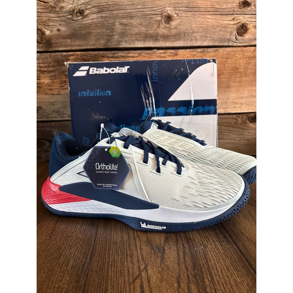 Babolat Propulse Fury 3 All Court Men Tennis Shoes White  Blue 30S23206-1005